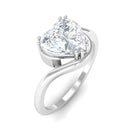 2 CT Heart Shape Moissanite Solitaire Bypass Engagement Ring Moissanite - ( D-VS1 ) - Color and Clarity - Rosec Jewels