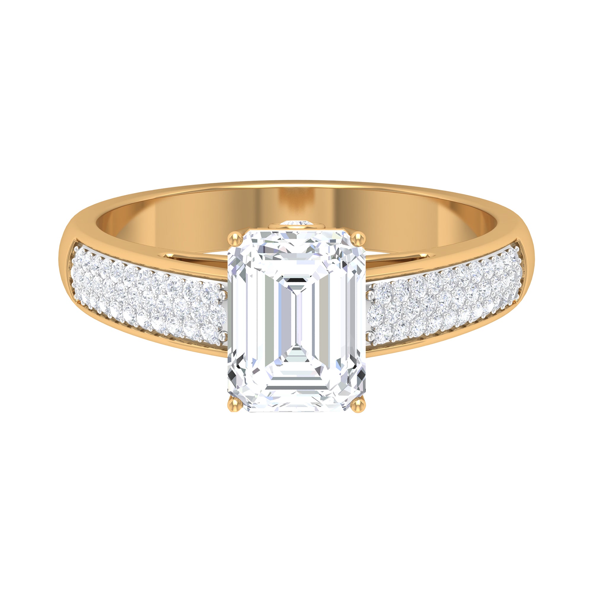 2.25 CT Octagon Cut Moissanite Solitaire Engagement Ring in Gold Moissanite - ( D-VS1 ) - Color and Clarity - Rosec Jewels