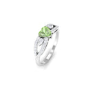 1 CT Real Green Sapphire Solitaire Ring with Diamond Accent Green Sapphire - ( AAA ) - Quality - Rosec Jewels