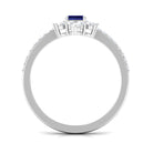 Octagon Blue Sapphire and Diamond Halo Engagement Ring Blue Sapphire - ( AAA ) - Quality - Rosec Jewels