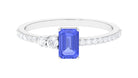 Emerald Cut Tanzanite Solitaire Ring with Diamond Tanzanite - ( AAA ) - Quality - Rosec Jewels