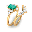 1.5 CT Certified Emerald and Diamond Designer Wedding Ring Set Emerald - ( AAA ) - Quality - Rosec Jewels