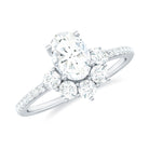 2 CT Oval Cubic Zirconia Engagement Ring with Half Halo Zircon - ( AAAA ) - Quality - Rosec Jewels