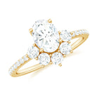 2 CT Oval Cubic Zirconia Engagement Ring with Half Halo Zircon - ( AAAA ) - Quality - Rosec Jewels