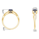 Princess Cut Solitaire Lab-Created Blue Sapphire and Diamond Ring Lab Created Blue Sapphire - ( AAAA ) - Quality - Rosec Jewels