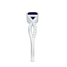 Princess Cut Solitaire Lab-Created Blue Sapphire and Diamond Ring Lab Created Blue Sapphire - ( AAAA ) - Quality - Rosec Jewels