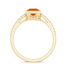 Asscher Fire Opal Solitaire Ring with Diamond Side Stones Fire Opal - ( AAA ) - Quality - Rosec Jewels