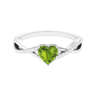 1.25 CT Heart Shape Peridot Solitaire Ring with Diamond Accent Peridot - ( AAA ) - Quality - Rosec Jewels