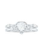 Zircon Solitaire Double Band Ring Zircon - ( AAAA ) - Quality - Rosec Jewels