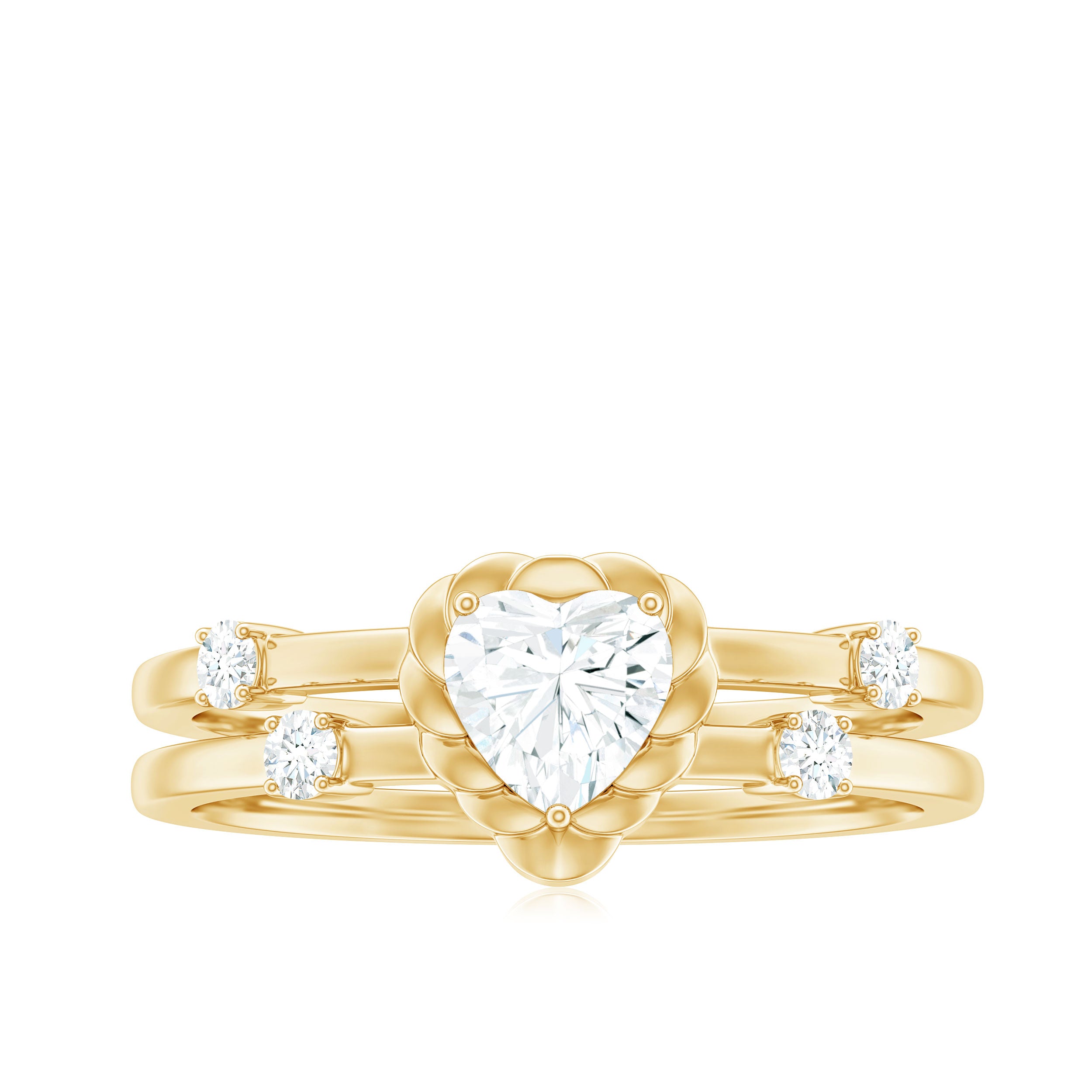 Zircon Solitaire Double Band Ring Zircon - ( AAAA ) - Quality - Rosec Jewels