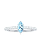 1/2 Ct Aquamarine Marquise Engagement Ring with Diamond Aquamarine - ( AAA ) - Quality - Rosec Jewels