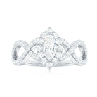 Halo Marquise Moissanite Crossover Engagement Ring Moissanite - ( D-VS1 ) - Color and Clarity - Rosec Jewels