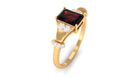 Emerald Cut Solitaire Garnet Designer Engagement Ring with Diamond Garnet - ( AAA ) - Quality - Rosec Jewels