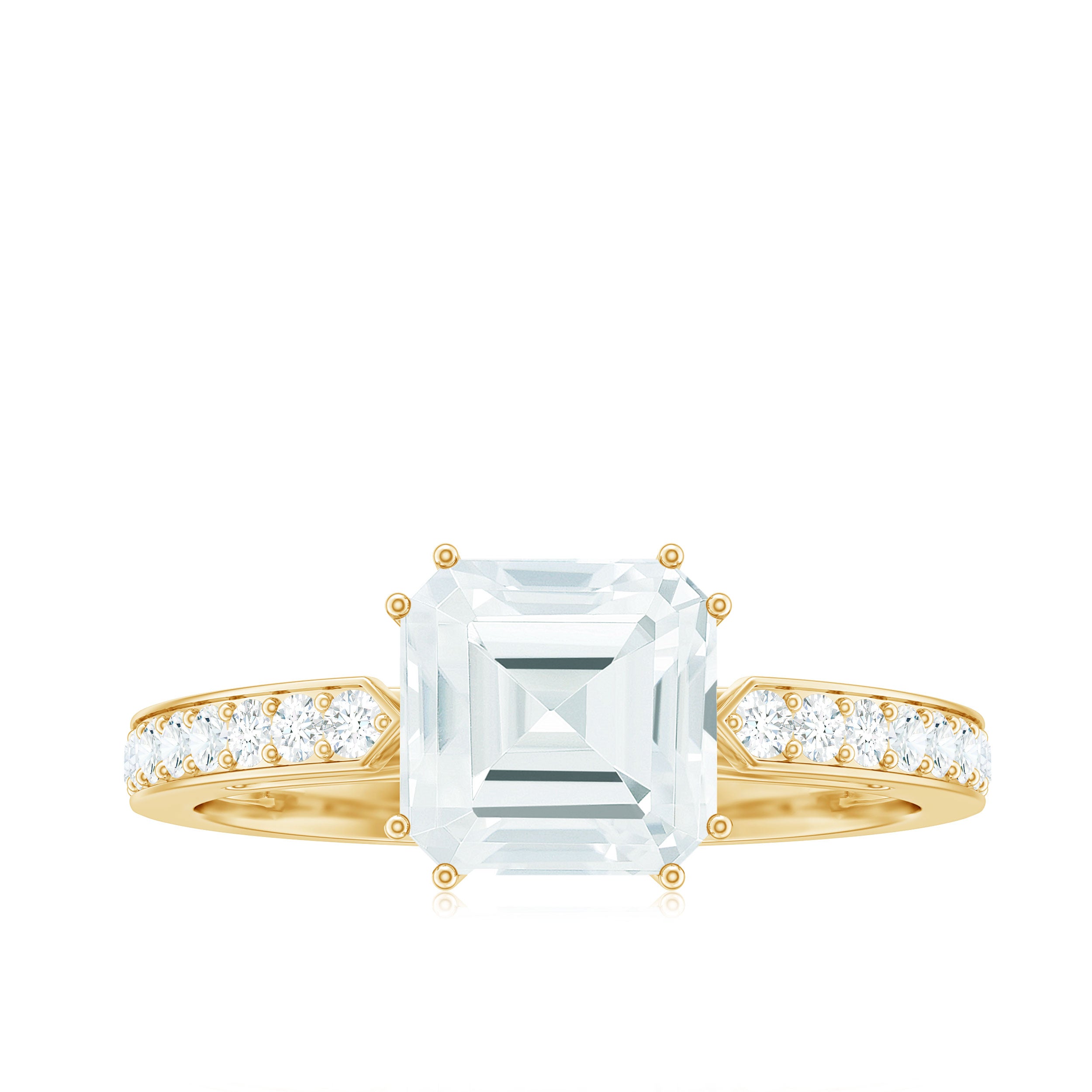 2.50 CT Asscher Cut Solitaire Zircon Engagement Ring Zircon - ( AAAA ) - Quality - Rosec Jewels