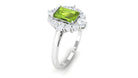 2 CT Classic Peridot Ring with Moissanite Halo Peridot - ( AAA ) - Quality - Rosec Jewels