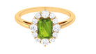 2 CT Classic Peridot Ring with Moissanite Halo Peridot - ( AAA ) - Quality - Rosec Jewels