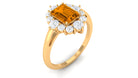 2.75 CT Octagon Cut Citrine Halo Engagement Ring with Moissanite Citrine - ( AAA ) - Quality - Rosec Jewels