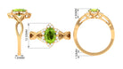 1.25 CT Oval Cut Peridot Solitaire Ring with Diamond Accent Peridot - ( AAA ) - Quality - Rosec Jewels