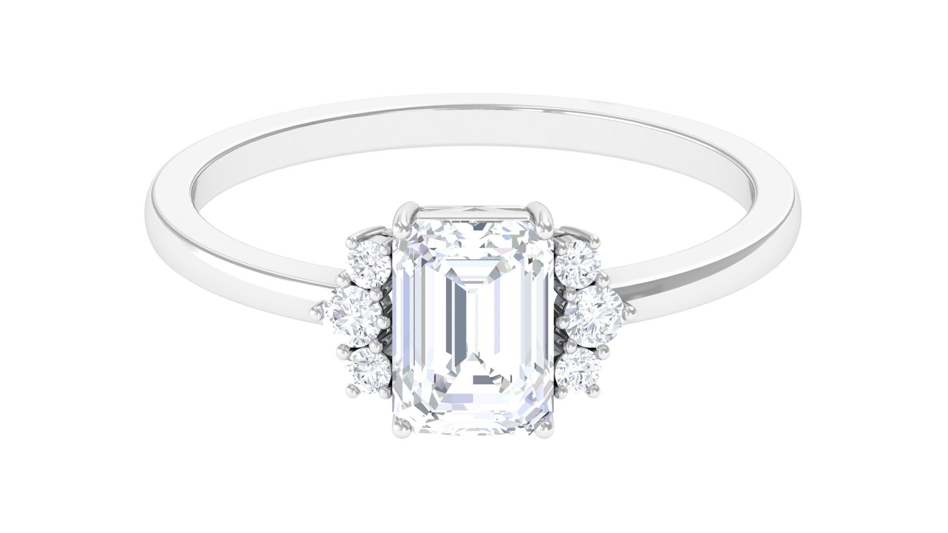 2 CT Octagon Cut Solitaire Cubic Zirconia Engagement Ring Zircon - ( AAAA ) - Quality - Rosec Jewels