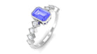 Emerald Cut Tanzanite Solitaire Ring with Side Stones Tanzanite - ( AAA ) - Quality - Rosec Jewels