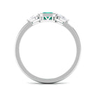 Octagon shape Emerald and Diamond Three Stone Ring in Bezel Setting Emerald - ( AAA ) - Quality - Rosec Jewels