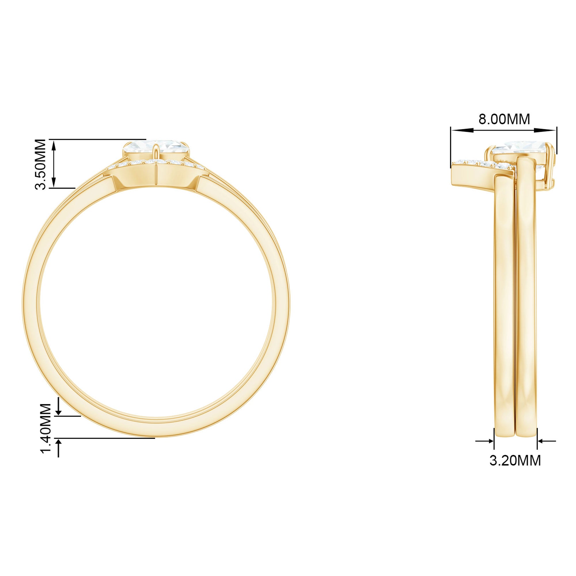 3/4 Carat Moissanite Heart Solitaire Ring Set in Gold Moissanite - ( D-VS1 ) - Color and Clarity - Rosec Jewels