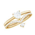 1 CT Heart Shape Cubic Zirconia Wedding Ring Set in Gold Zircon - ( AAAA ) - Quality - Rosec Jewels