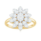 1 CT Round Zircon Flower Engagement Ring in Gold Zircon - ( AAAA ) - Quality - Rosec Jewels