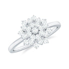 Cubic Zirconia Flower Cluster Engagement Ring in Gold Zircon - ( AAAA ) - Quality - Rosec Jewels