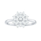 Cubic Zirconia Flower Cluster Engagement Ring in Gold Zircon - ( AAAA ) - Quality - Rosec Jewels