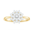 Cubic Zirconia Flower Cluster Engagement Ring in Gold Zircon - ( AAAA ) - Quality - Rosec Jewels