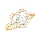 1 CT Round Cut Zircon Heart Engagement Ring with Halo Zircon - ( AAAA ) - Quality - Rosec Jewels