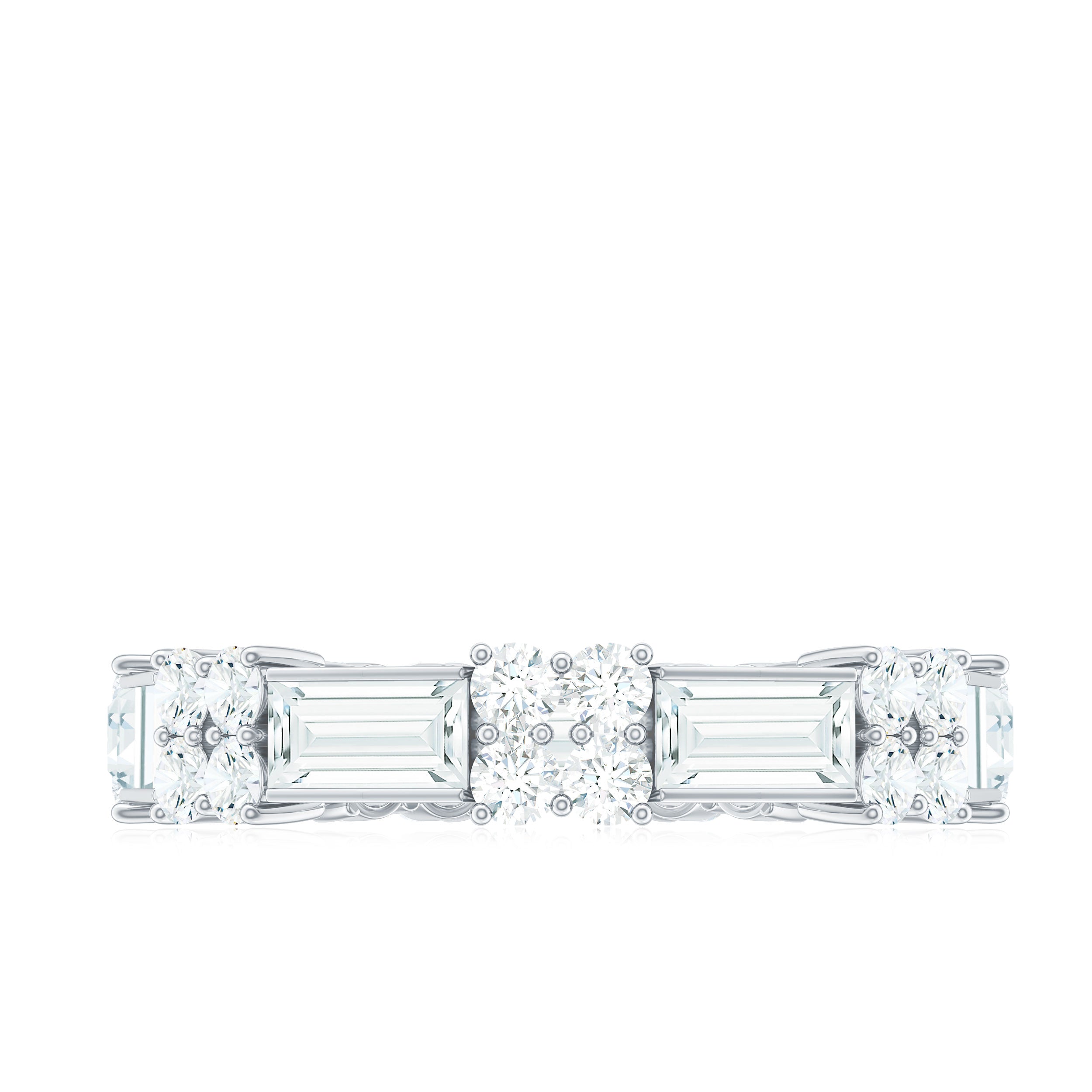 Classic Round and Baguette Cut Moissanite Eternity Ring Moissanite - ( D-VS1 ) - Color and Clarity - Rosec Jewels