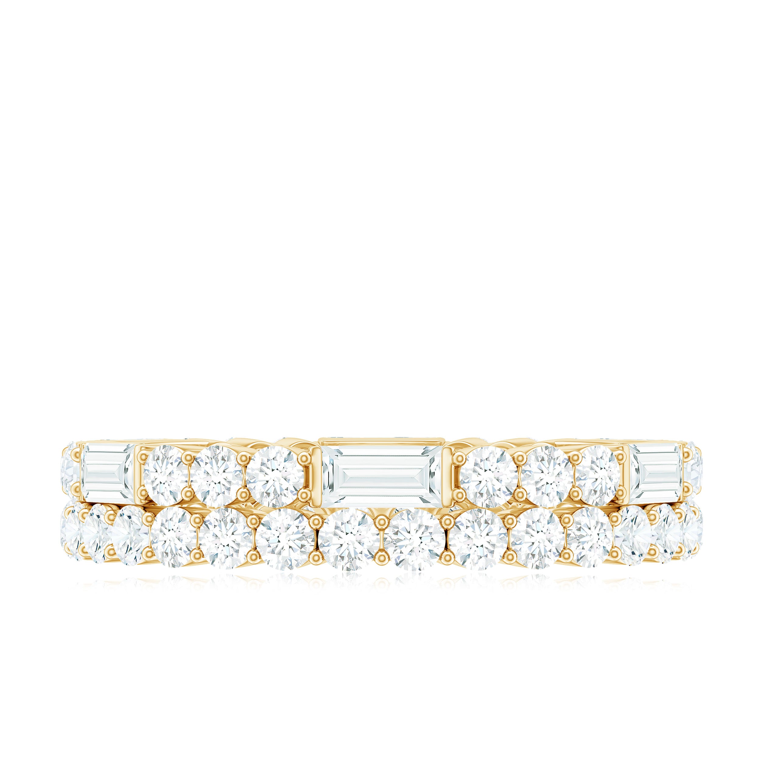 3 CT Cubic Zirconia Two Row Eternity Ring in Gold Zircon - ( AAAA ) - Quality - Rosec Jewels