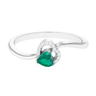 Heart Shape Emerald and Diamond Twisted Promise Ring Emerald - ( AAA ) - Quality - Rosec Jewels