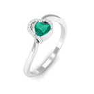 Heart Shape Emerald and Diamond Twisted Promise Ring Emerald - ( AAA ) - Quality - Rosec Jewels