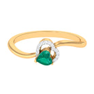 Heart Shape Emerald and Diamond Twisted Promise Ring Emerald - ( AAA ) - Quality - Rosec Jewels