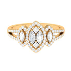 Certified Moissanite Cluster Engagement Ring in Gold Moissanite - ( D-VS1 ) - Color and Clarity - Rosec Jewels