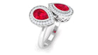 1.25 CT Pear Cut Created Ruby Toi et Moi Engagement Ring with Diamond Lab Created Ruby - ( AAAA ) - Quality - Rosec Jewels