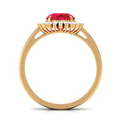 Claw Set Created Ruby Cocktail Ring with Diamond Halo Lab Created Ruby - ( AAAA ) - Quality - Rosec Jewels