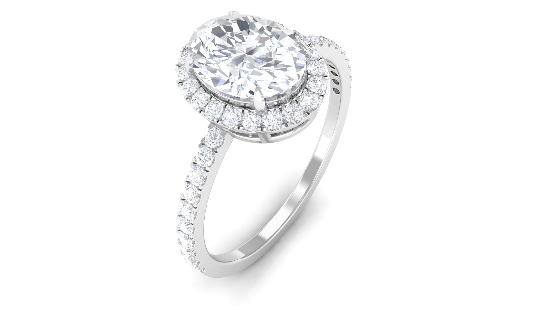 Hannah Brown Inspired Oval Moissanite Halo Engagement Ring Moissanite - ( D-VS1 ) - Color and Clarity - Rosec Jewels