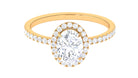 Hannah Brown Inspired Oval Moissanite Halo Engagement Ring Moissanite - ( D-VS1 ) - Color and Clarity - Rosec Jewels