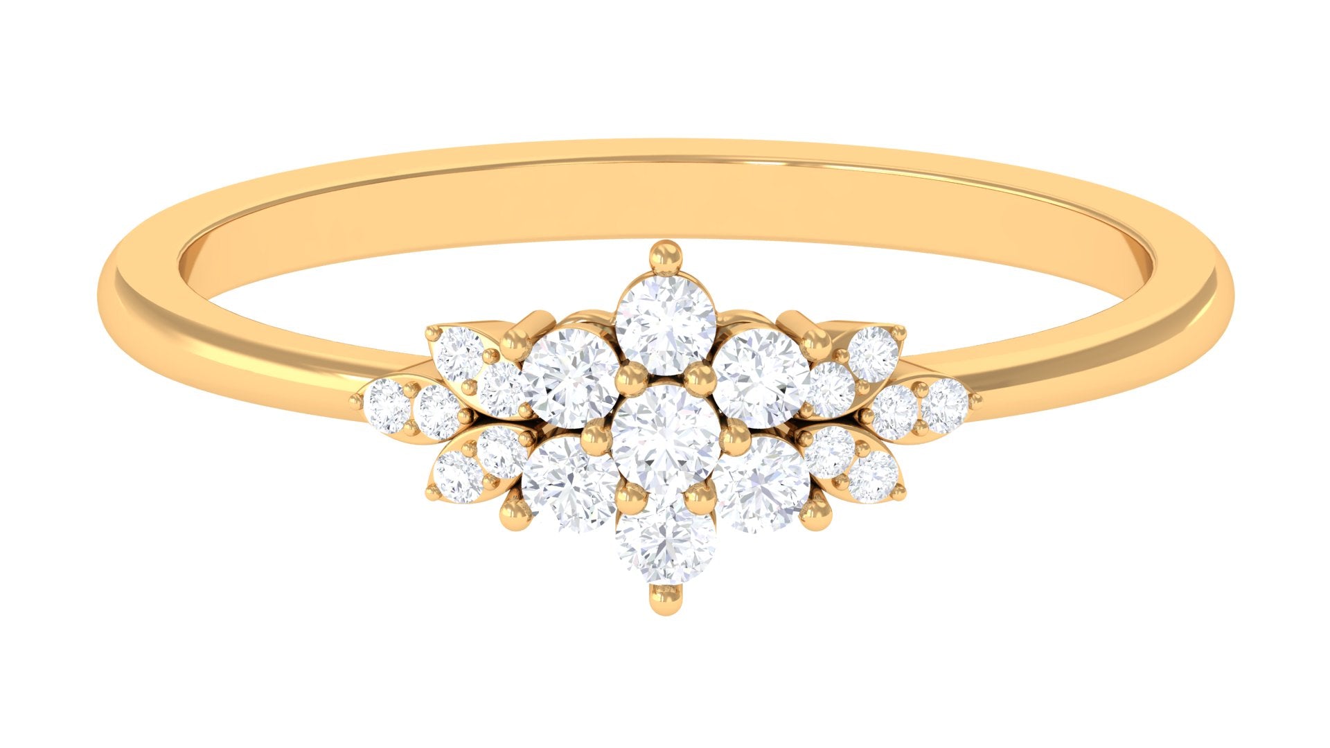 1/2 CT Certified Moissanite Flower Cluster Gold Ring Moissanite - ( D-VS1 ) - Color and Clarity - Rosec Jewels