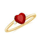 Heart Shape Lab Grown Ruby Solitaire Promise Ring with Diamond Lab Created Ruby - ( AAAA ) - Quality - Rosec Jewels