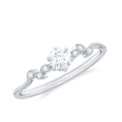 Minimal Moissanite Leaf Promise Ring with Beaded Gold Moissanite - ( D-VS1 ) - Color and Clarity - Rosec Jewels