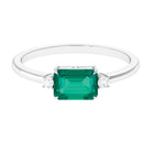 Octagon shape Emerald East West Engagement Ring with Diamond Emerald - ( AAA ) - Quality - Rosec Jewels