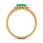 Octagon shape Emerald East West Engagement Ring with Diamond Emerald - ( AAA ) - Quality - Rosec Jewels