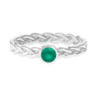 Bezel Set Round Emerald Solitaire Ring with Braided Shank Emerald - ( AAA ) - Quality - Rosec Jewels