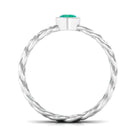 Bezel Set Round Emerald Solitaire Ring with Braided Shank Emerald - ( AAA ) - Quality - Rosec Jewels