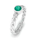 Bezel Set Round Emerald Solitaire Ring with Braided Shank Emerald - ( AAA ) - Quality - Rosec Jewels